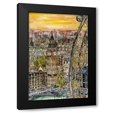 City Scene IV Black Modern Wood Framed Art Print with Double Matting by Wang, Melissa