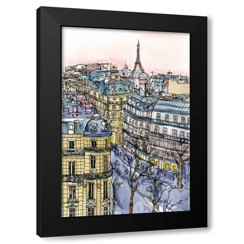 City Scene IX Black Modern Wood Framed Art Print with Double Matting by Wang, Melissa