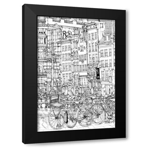 BandW City Scene I Black Modern Wood Framed Art Print with Double Matting by Wang, Melissa