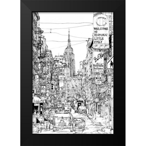 BandW City Scene II Black Modern Wood Framed Art Print by Wang, Melissa