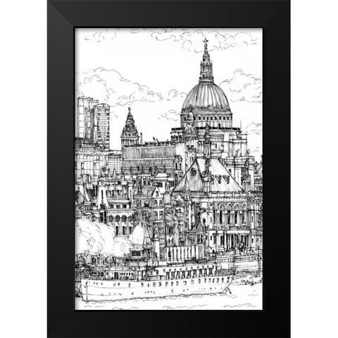 BandW City Scene X Black Modern Wood Framed Art Print by Wang, Melissa