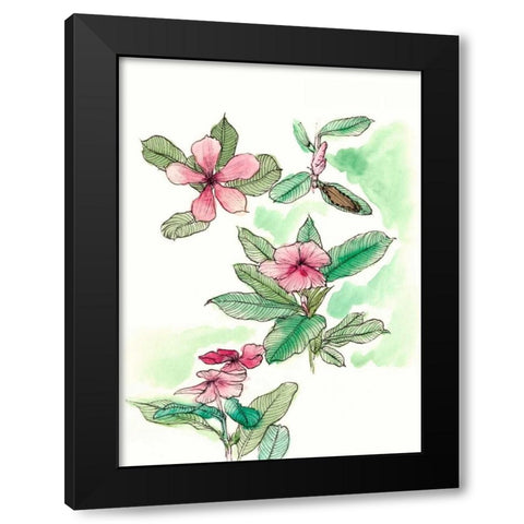 Floral Field Notes VI Black Modern Wood Framed Art Print with Double Matting by Wang, Melissa