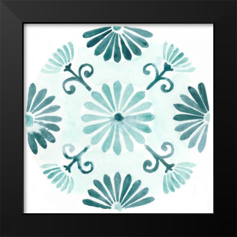 Aqua Medallions I Black Modern Wood Framed Art Print by Vess, June Erica