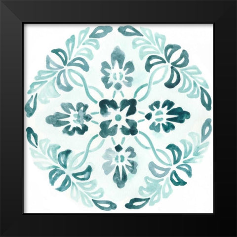 Aqua Medallions II Black Modern Wood Framed Art Print by Vess, June Erica