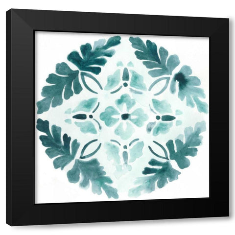 Aqua Medallions III Black Modern Wood Framed Art Print by Vess, June Erica
