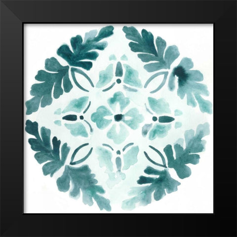 Aqua Medallions III Black Modern Wood Framed Art Print by Vess, June Erica