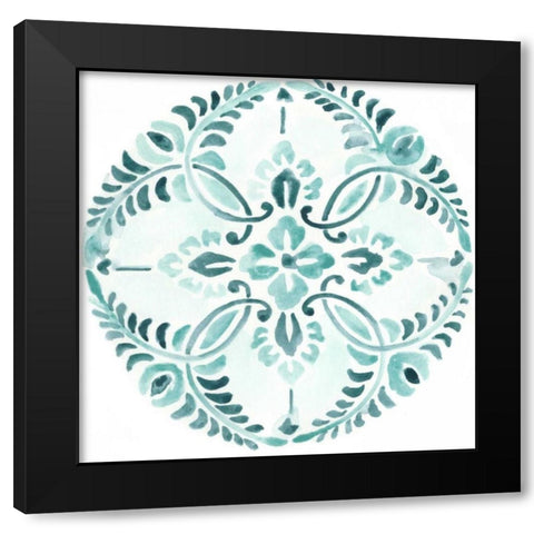 Aqua Medallions IV Black Modern Wood Framed Art Print with Double Matting by Vess, June Erica