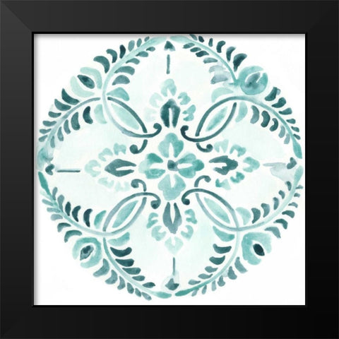 Aqua Medallions IV Black Modern Wood Framed Art Print by Vess, June Erica