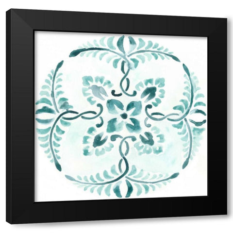 Aqua Medallions VI Black Modern Wood Framed Art Print with Double Matting by Vess, June Erica