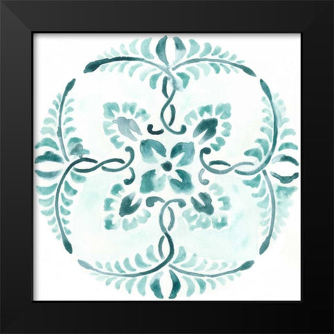 Aqua Medallions VI Black Modern Wood Framed Art Print by Vess, June Erica