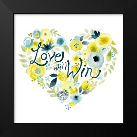 Heartfelt Floral II Black Modern Wood Framed Art Print by Vess, June Erica