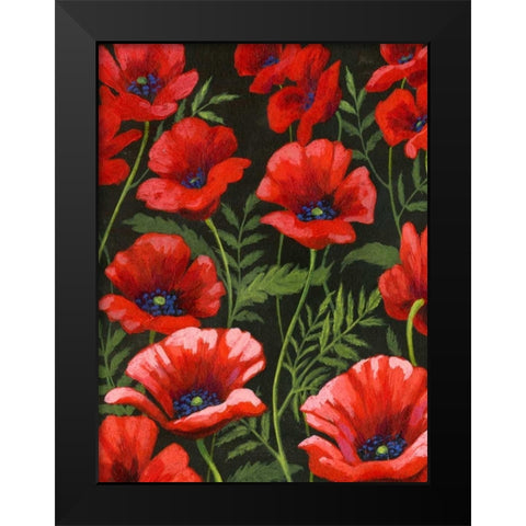 Poppies at Midnight I Black Modern Wood Framed Art Print by Popp, Grace
