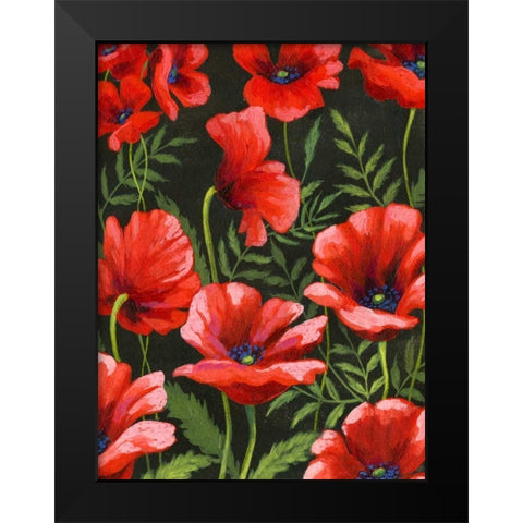 Poppies at Midnight II Black Modern Wood Framed Art Print by Popp, Grace