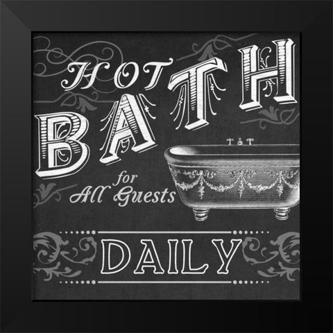 Chalkboard Bath Signs II Black Modern Wood Framed Art Print by Vess, June Erica