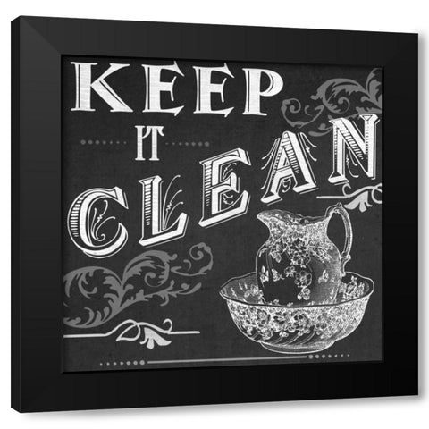 Chalkboard Bath Signs IV Black Modern Wood Framed Art Print by Vess, June Erica
