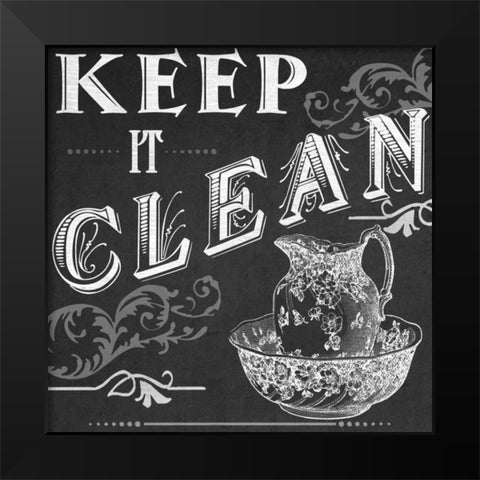Chalkboard Bath Signs IV Black Modern Wood Framed Art Print by Vess, June Erica