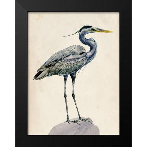 Blue Heron Rendering I Black Modern Wood Framed Art Print by Wang, Melissa