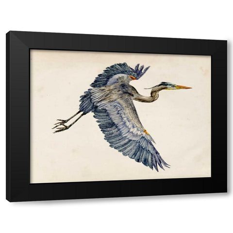 Blue Heron Rendering IV Black Modern Wood Framed Art Print with Double Matting by Wang, Melissa