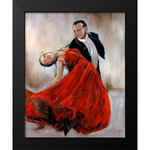 Lady In Red Black Modern Wood Framed Art Print by Schicker, Joshua