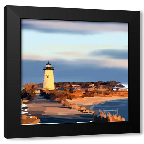 Lighthouse Scene II Black Modern Wood Framed Art Print with Double Matting by Kalina, Emily