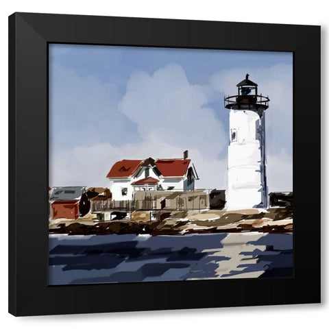 Lighthouse Scene VI Black Modern Wood Framed Art Print with Double Matting by Kalina, Emily