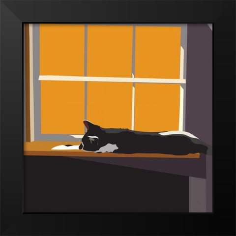Cat on a Window Sill II Black Modern Wood Framed Art Print by Kalina, Emily