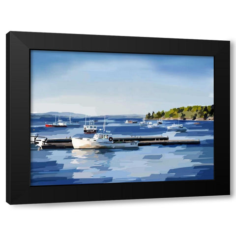 Peaceful Harbor II Black Modern Wood Framed Art Print with Double Matting by Kalina, Emily