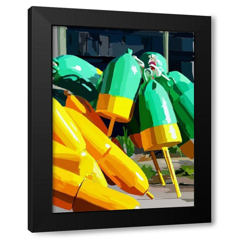 Vibrant Buoys I Black Modern Wood Framed Art Print by Kalina, Emily