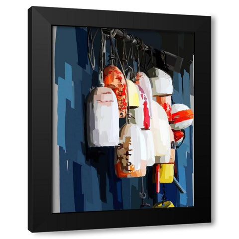 Vibrant Buoys II Black Modern Wood Framed Art Print with Double Matting by Kalina, Emily
