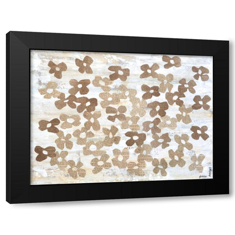 Stenciled Posies I Black Modern Wood Framed Art Print by Avondet, Natalie