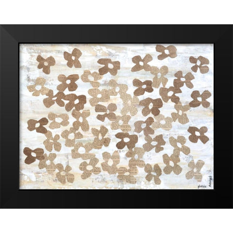 Stenciled Posies I Black Modern Wood Framed Art Print by Avondet, Natalie