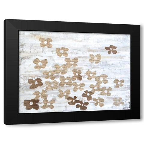 Stenciled Posies II Black Modern Wood Framed Art Print with Double Matting by Avondet, Natalie