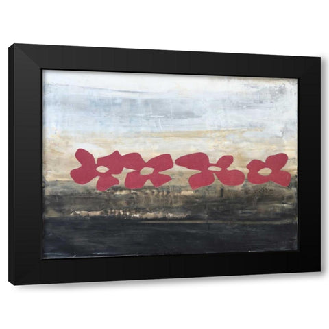 Stenciled Posies III Black Modern Wood Framed Art Print by Avondet, Natalie