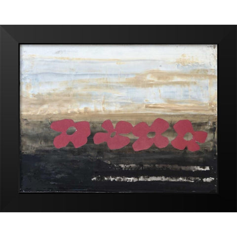 Stenciled Posies IV Black Modern Wood Framed Art Print by Avondet, Natalie