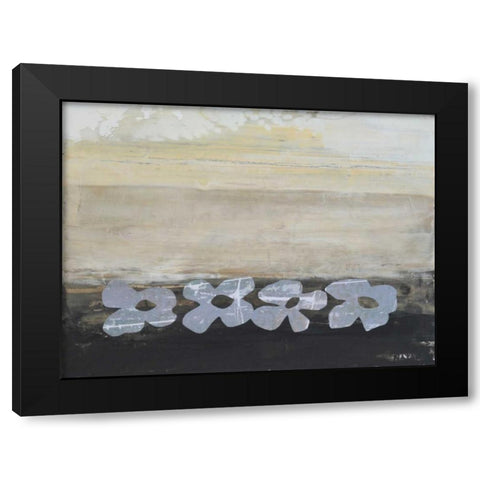 Stenciled Posies V Black Modern Wood Framed Art Print with Double Matting by Avondet, Natalie