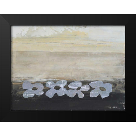 Stenciled Posies V Black Modern Wood Framed Art Print by Avondet, Natalie