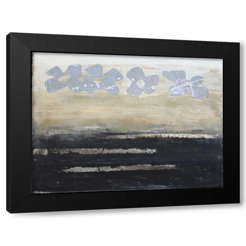 Stenciled Posies VI Black Modern Wood Framed Art Print by Avondet, Natalie