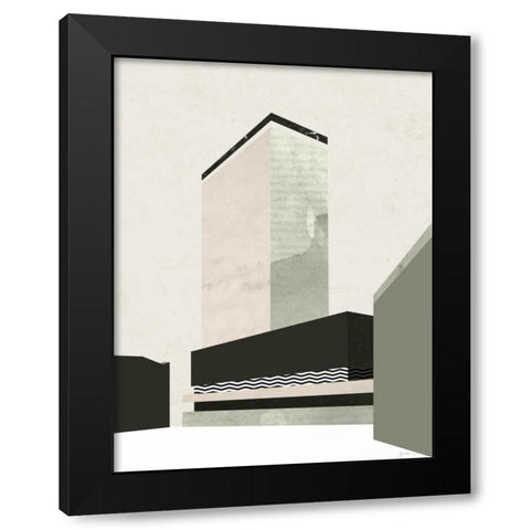 Outside In V Black Modern Wood Framed Art Print with Double Matting by Green Lili