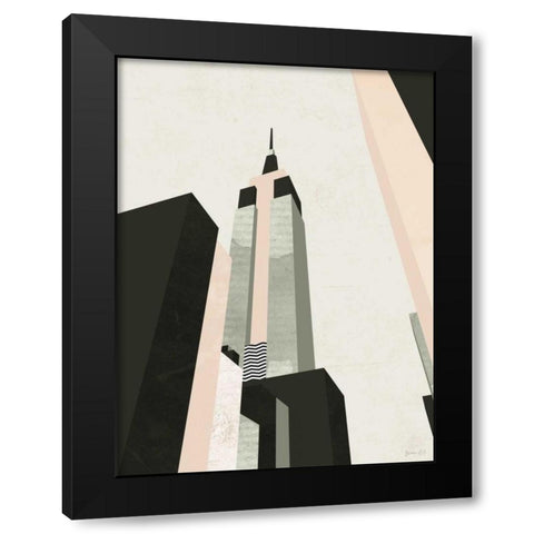 Graphic New York I Black Modern Wood Framed Art Print with Double Matting by Green Lili