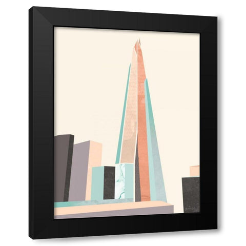 Graphic Pastel Architecture I Black Modern Wood Framed Art Print with Double Matting by Green Lili