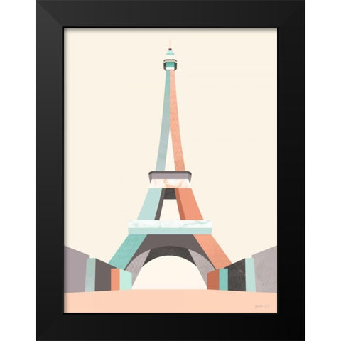 Graphic Pastel Architecture II Black Modern Wood Framed Art Print by Green Lili