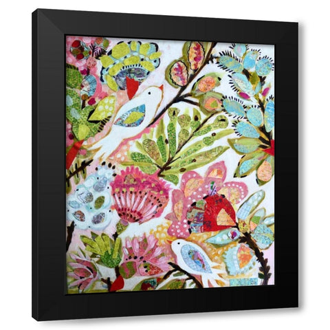 Paper Birds I Black Modern Wood Framed Art Print with Double Matting by Fields, Karen