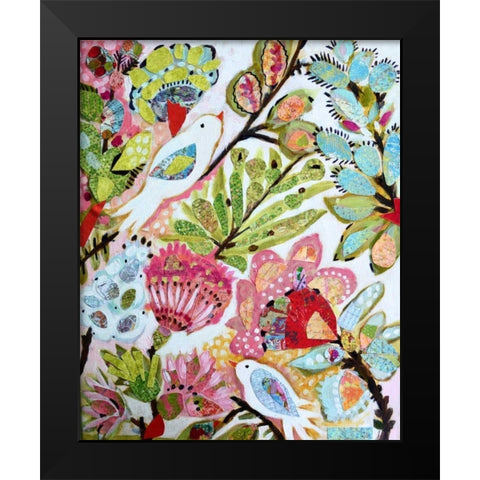 Paper Birds I Black Modern Wood Framed Art Print by Fields, Karen