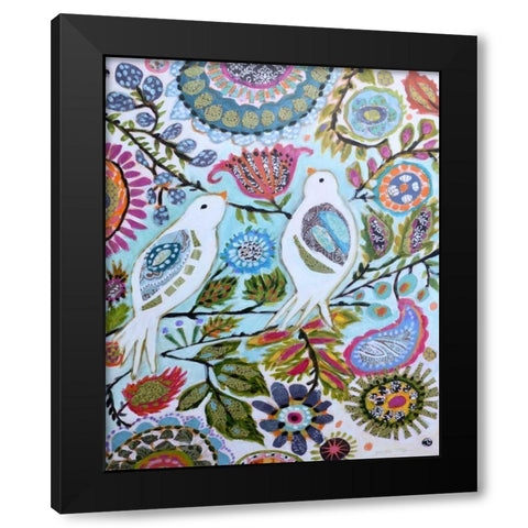 Paper Birds II Black Modern Wood Framed Art Print with Double Matting by Fields, Karen