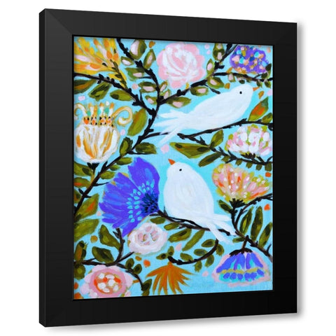 Sweet Love Birds II Black Modern Wood Framed Art Print with Double Matting by Fields, Karen