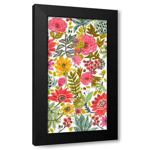 Multi Bloom Floral II Black Modern Wood Framed Art Print with Double Matting by Fields, Karen