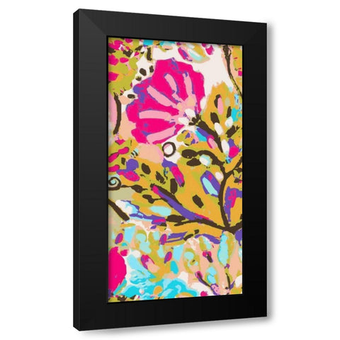 Pink Boho Floral I Black Modern Wood Framed Art Print with Double Matting by Fields, Karen