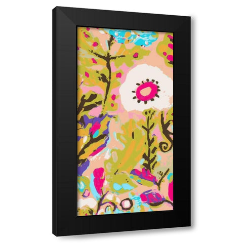 Pink Boho Floral II Black Modern Wood Framed Art Print by Fields, Karen