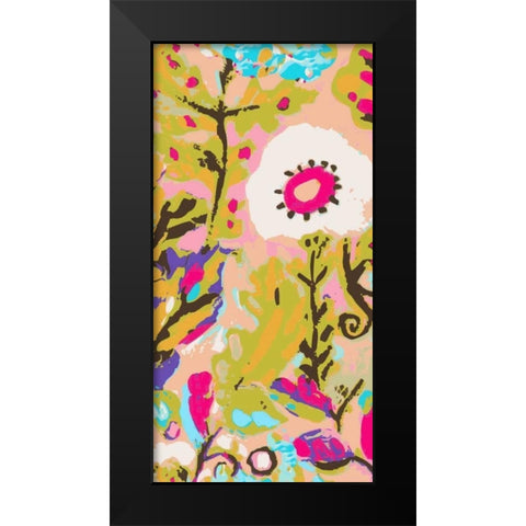 Pink Boho Floral II Black Modern Wood Framed Art Print by Fields, Karen