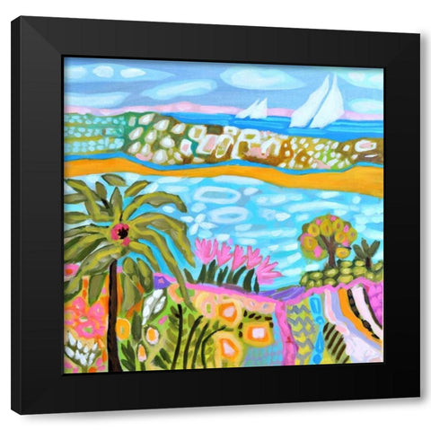 Palm Retreat Black Modern Wood Framed Art Print by Fields, Karen